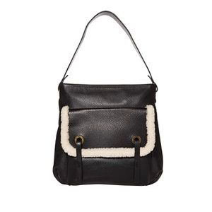 UGG Heritage Hobo Black Leather Sheepskin Bag